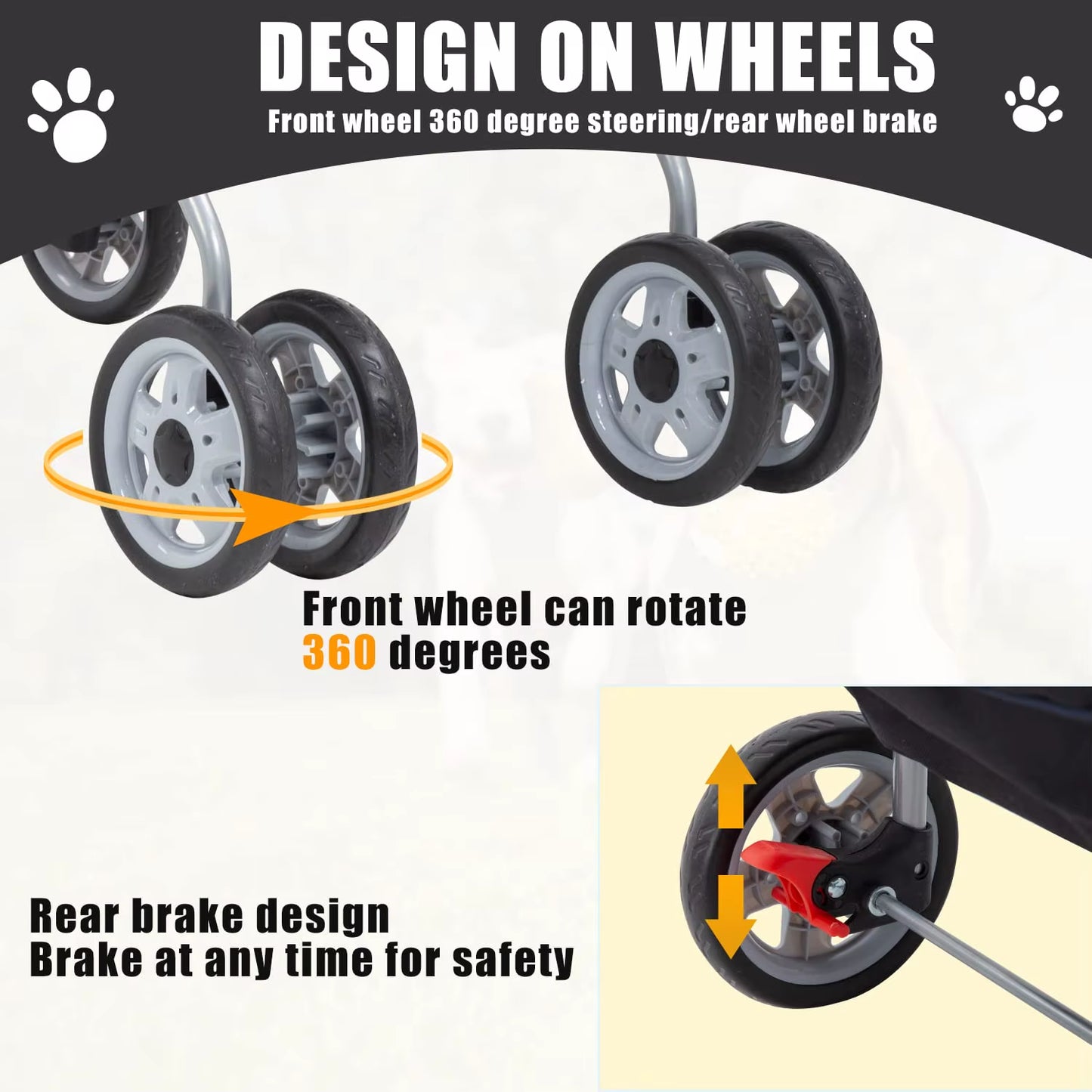 Pet Stroller 4 Wheels Dog Cat Stroller for Small Medium Dogs Cats Foldable Puppy Stroller with Storage Basket and Cup Holder