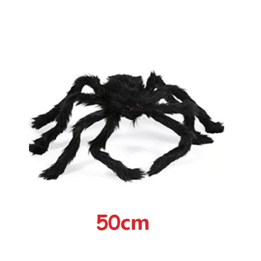 Halloween Decoration Plush Spider Black Fake Realistic Spider Web Yard/Garden Decor Outdoor Horror Props Party Scream Halloween