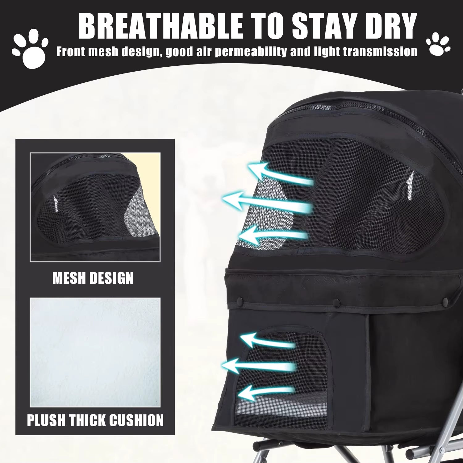 Pet Stroller 4 Wheels Dog Cat Stroller for Small Medium Dogs Cats Foldable Puppy Stroller with Storage Basket and Cup Holder