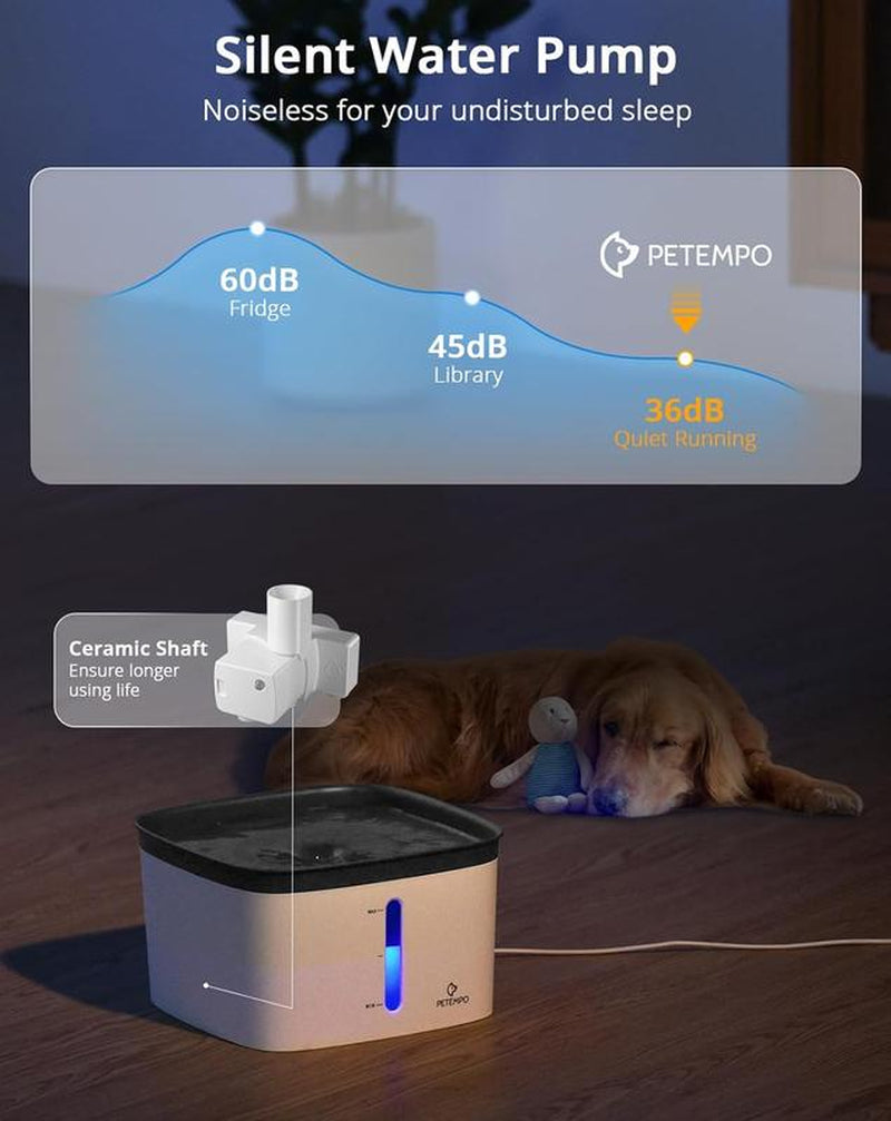 Cat Water Fountain, 135Oz/4L Ultra Quiet Dog Water Bowl Dispenser, Instant Clean Vortex Design, Pet Water Fountain with Filter, Cats Dogs Pets Fountain for Drinking Automatic with LED Light