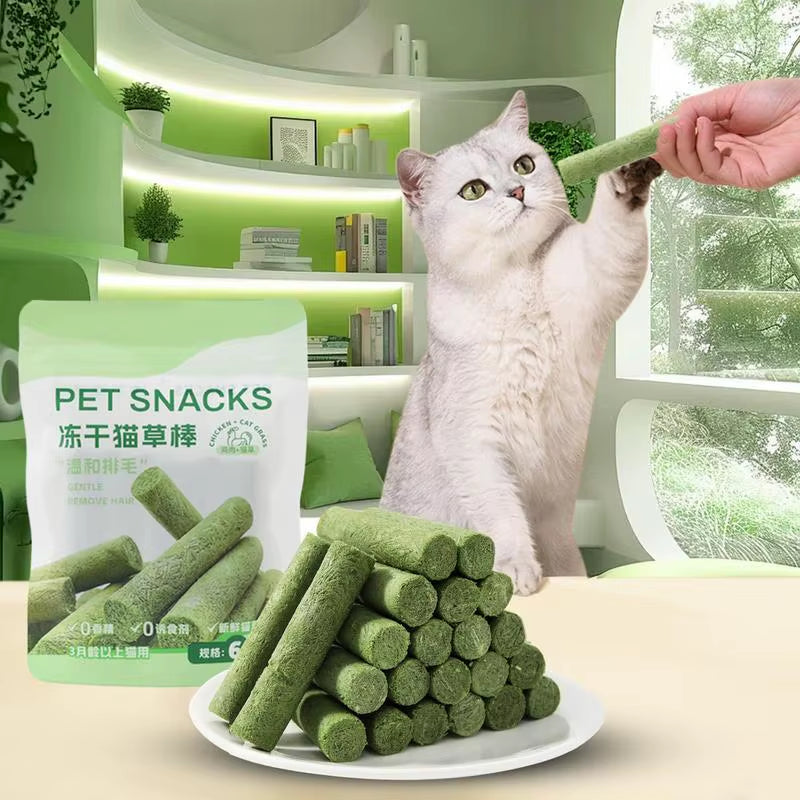 Cat Grass Teething Stick Grass Treats Cat Teething Sticks Edible Cat Chew Toys for Teeth Cleaning Cat Treat Sticks for Indoor