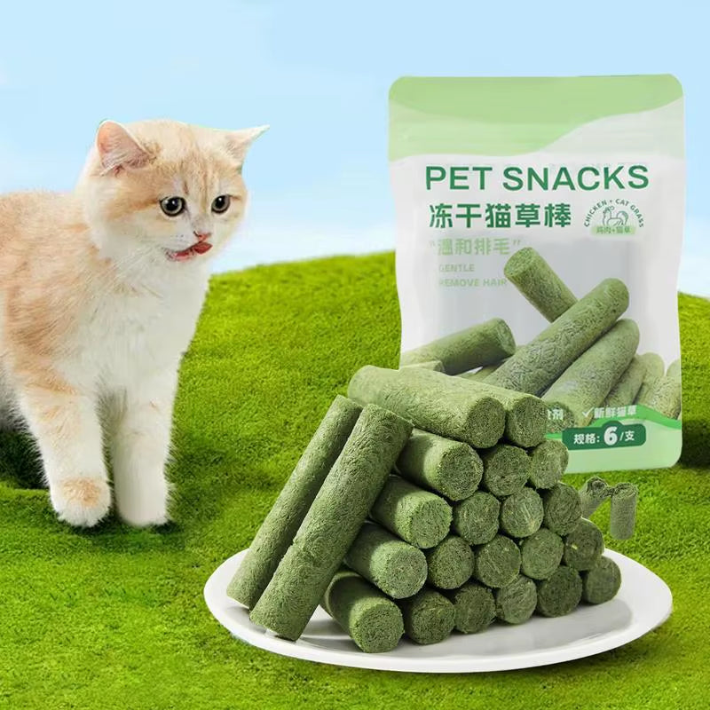 Cat Grass Teething Stick Grass Treats Cat Teething Sticks Edible Cat Chew Toys for Teeth Cleaning Cat Treat Sticks for Indoor