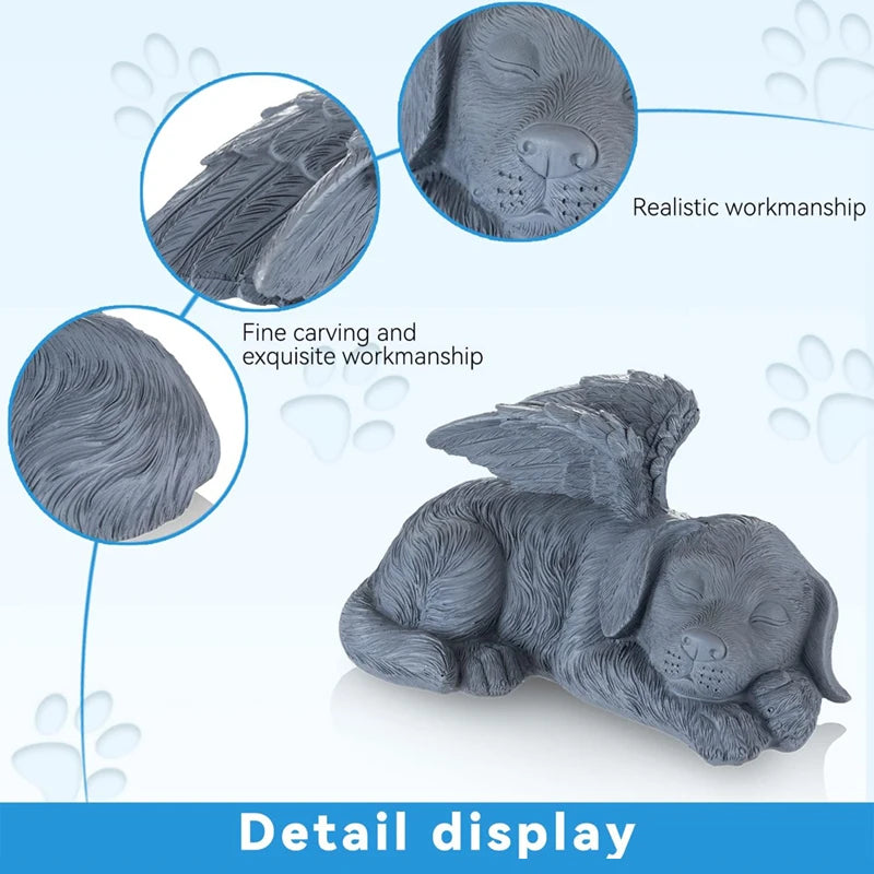 the Dog Cat Angel Memorial Statue Placed in Indoor Decorations Pet Tombstone Dogs Figurines Pet Grave Markers Wing