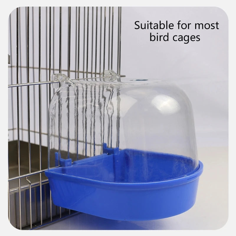 Bird Bath Bathtub Bath Box Bird Cleaning Tool Cage Accessories Parrot Bath Transparent Plastic Hanging Tub