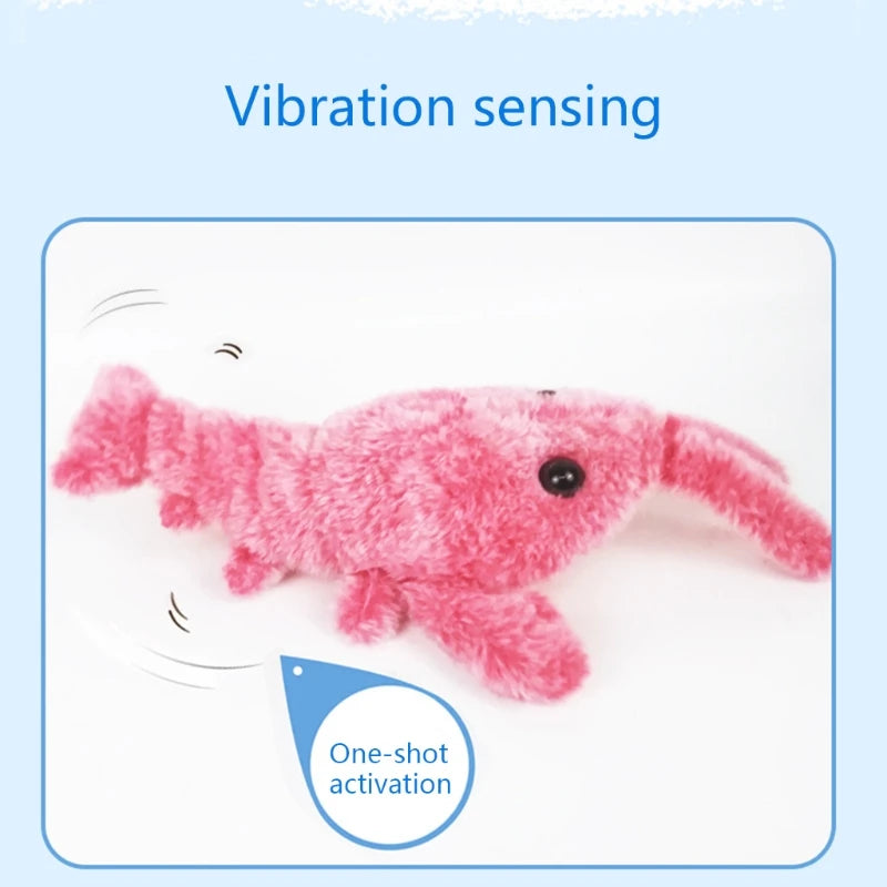 Electric Moving Cat Kickers Lobster Toy Realistic Wiggle Shrimp Plush Interactive Toys for Cats and Dogs Washable Cover