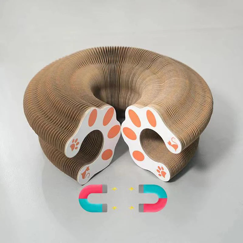 Magic Organ Cat Scratching Board Interactive Cat Toy with Ball Scalable round Corrugated Cat Scratcher Toy Kitten Game Supplies