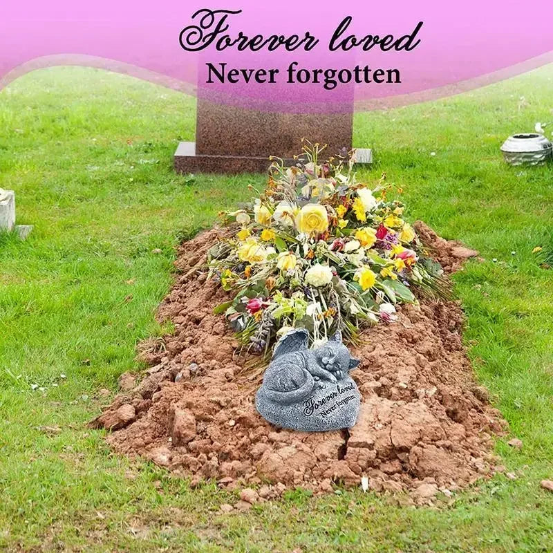 Cat Memorial Stones Cat Status for Garden Funerary and Pet Memorial Tombstone Backyard Grave Markers for Honor Furry Friend