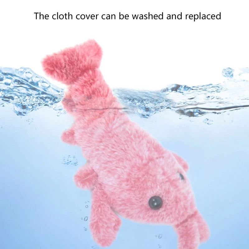 Electric Moving Cat Kickers Lobster Toy Realistic Wiggle Shrimp Plush Interactive Toys for Cats and Dogs Washable Cover