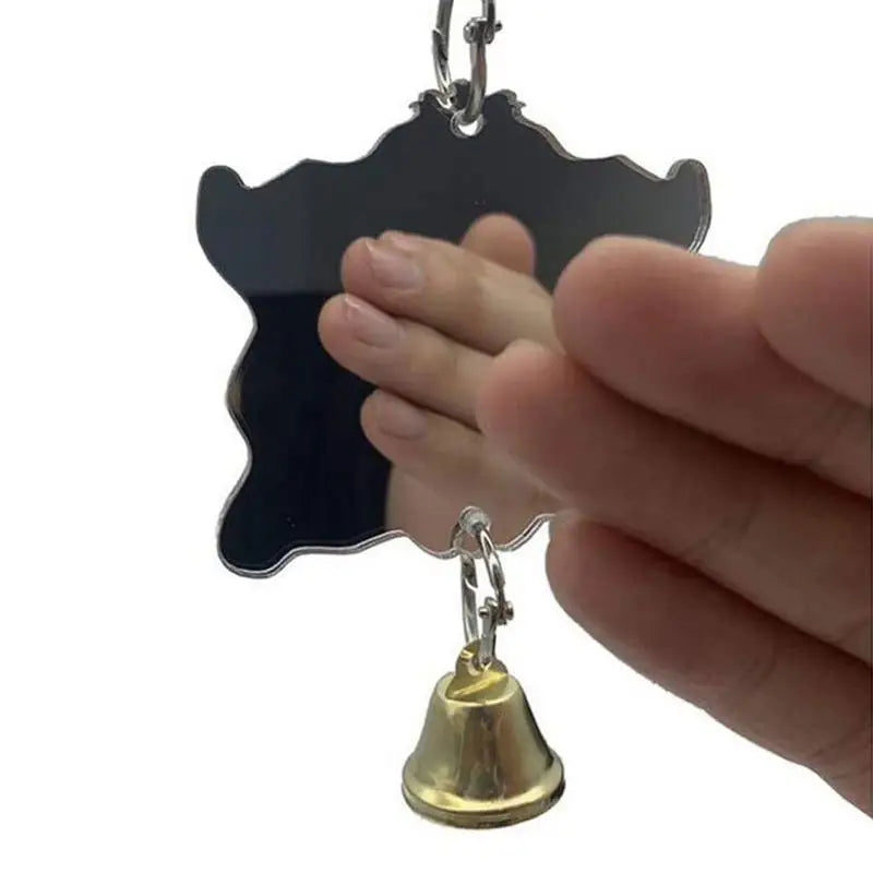 Bird Mirror with Bell Durable Interactive Puzzle Parrot Toy Bird Cage Mirror Safe and Durable Bird Cage Stand Decoration Pet