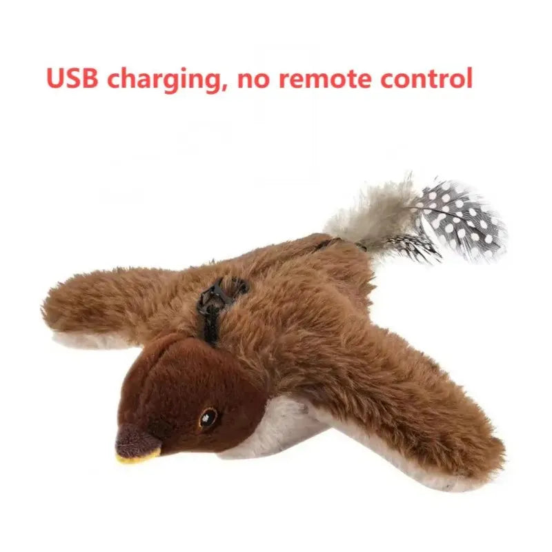 Interactive Cat Toys Flying Bird Cat Toy Flapping Wings Sparrow Catnip Toys Vivid Chirpi]Ng Simulation Bird Interactive Cat Toy