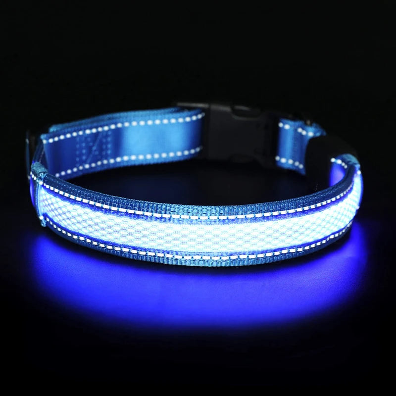 LED Dog Collar USB Rechargeable Comfortable Reflective Bright Light up Glow Collars for Small Medium Large Dogs