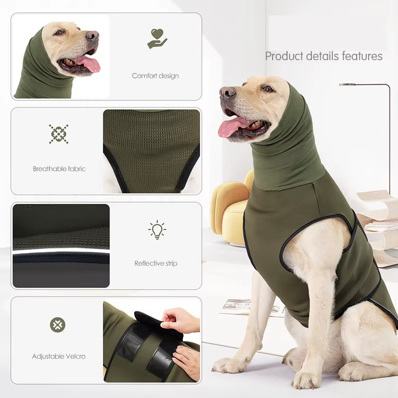 Thunder Stress Shirt Classic Dog Anxiety Jacket Army Green anti Anxiety Thunder Vest for Dogs Anxiety Calming Dog Clothes