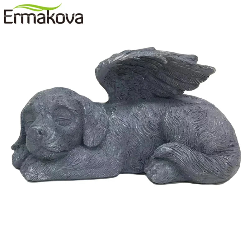 the Dog Cat Angel Memorial Statue Placed in Indoor Decorations Pet Tombstone Dogs Figurines Pet Grave Markers Wing