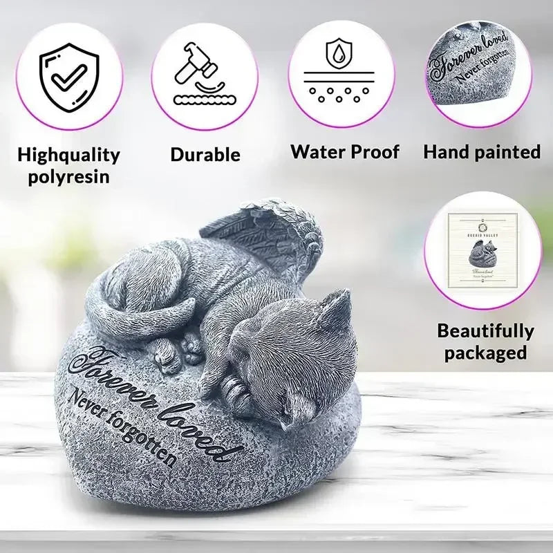 Cat Memorial Stones Cat Status for Garden Funerary and Pet Memorial Tombstone Backyard Grave Markers for Honor Furry Friend