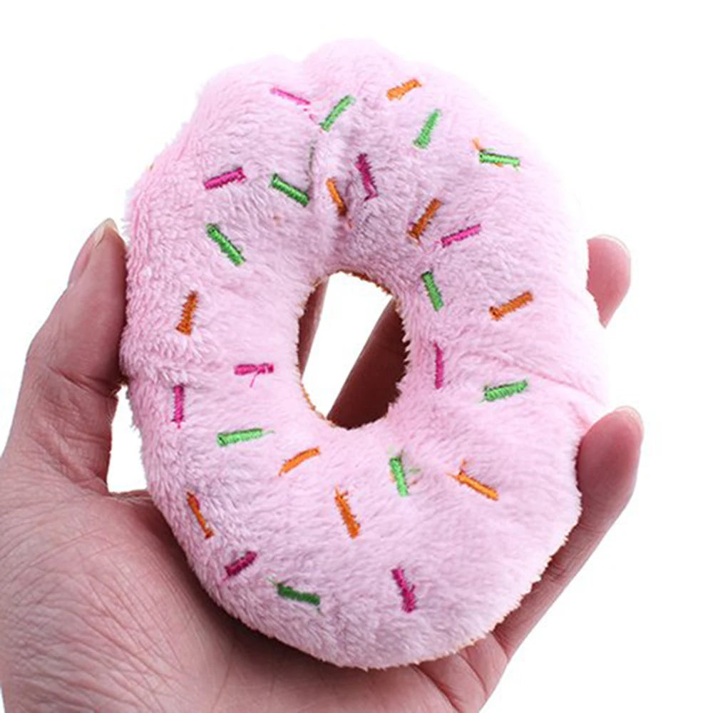 Pet Puppy Cat Donuts Squeaky Plush Toy Chew Squeaker Sound Dog Play Bite Toys Watermelon Ice Cream Star Banana Lobster Orange