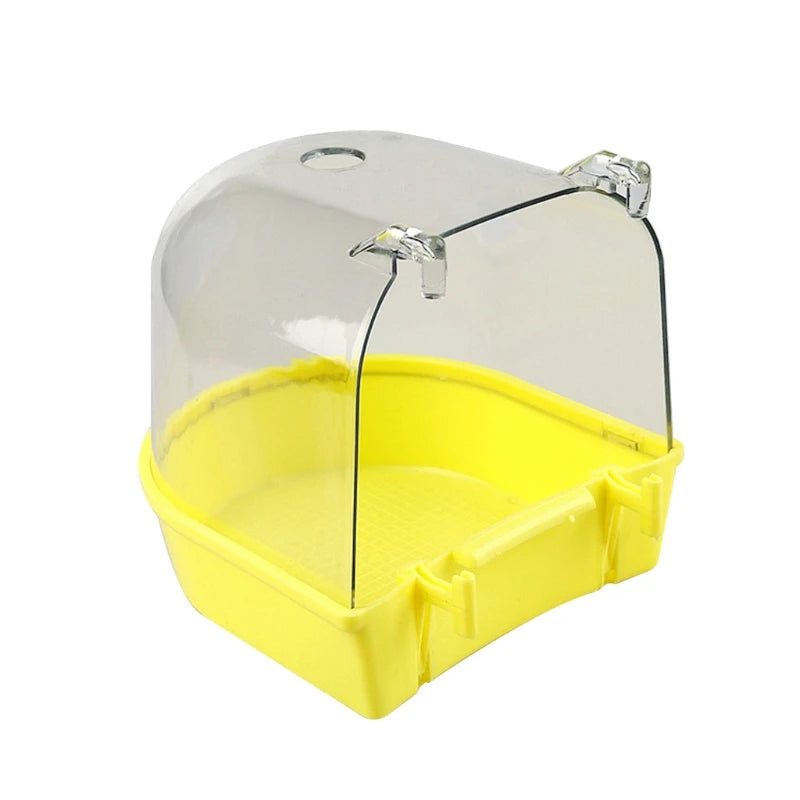 Bird Bath Bathtub Bath Box Bird Cleaning Tool Cage Accessories Parrot Bath Transparent Plastic Hanging Tub