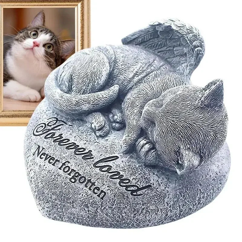 Cat Memorial Stones Cat Status for Garden Funerary and Pet Memorial Tombstone Backyard Grave Markers for Honor Furry Friend