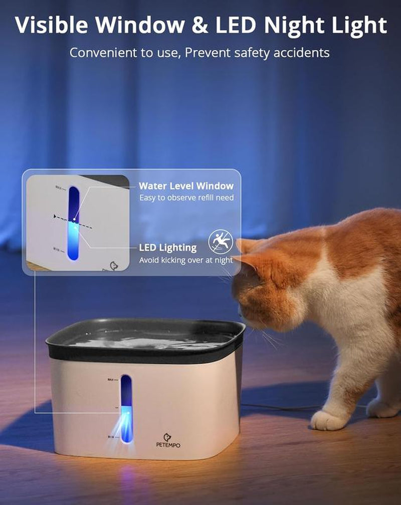 Cat Water Fountain, 135Oz/4L Ultra Quiet Dog Water Bowl Dispenser, Instant Clean Vortex Design, Pet Water Fountain with Filter, Cats Dogs Pets Fountain for Drinking Automatic with LED Light